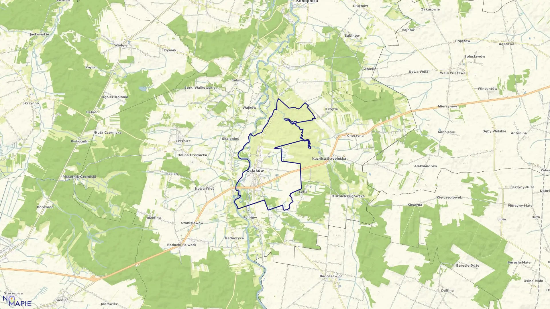 Mapa obrębu OSJAKÓW gmina Osjaków