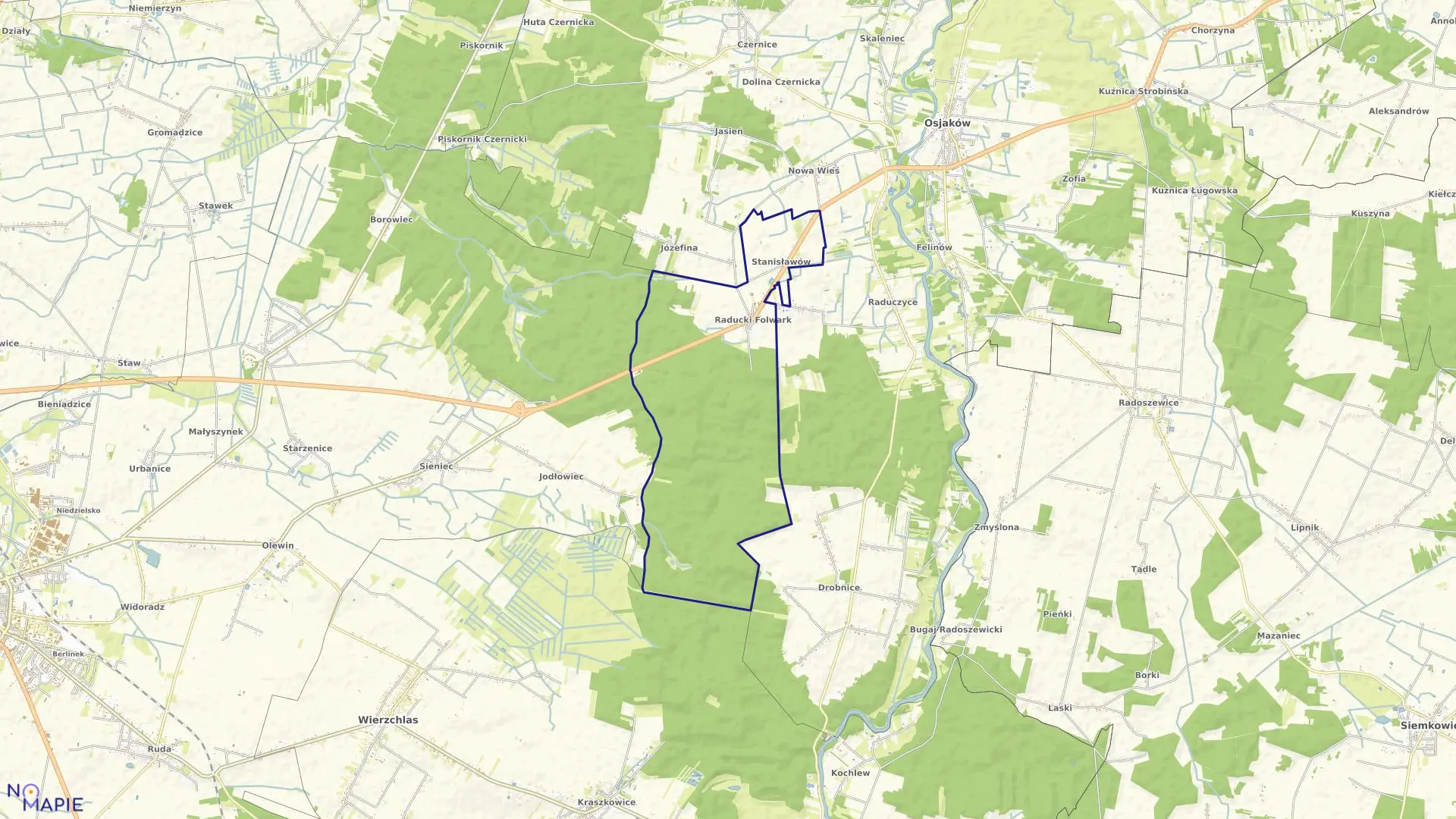 Mapa obrębu RADUCKI FOLWARK STANISŁAWÓW gmina Osjaków