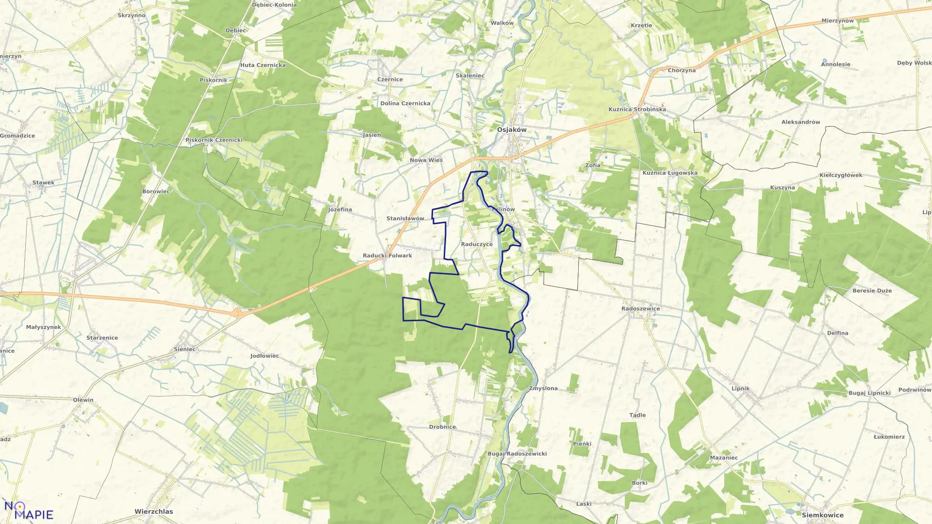 Mapa obrębu RADUCZYCE gmina Osjaków